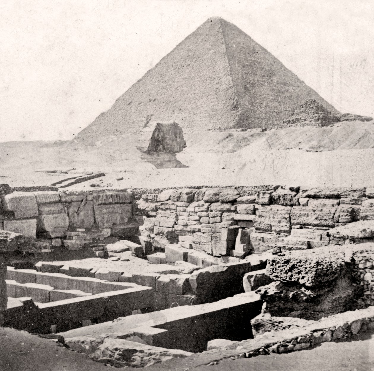 Sfinxen og den store pyramide, Egypten, begyndelsen af det 20. århundrede af Unbekannt
