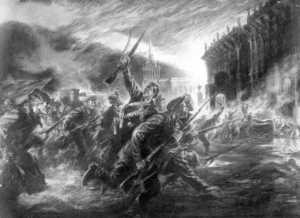 Stormen af Vinterpaladset i Petrograd i oktober af Unbekannt