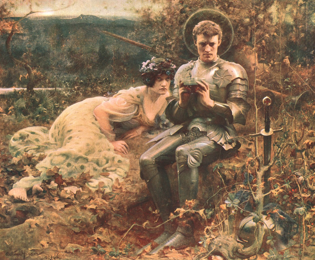 The Temptation of Sir Percival, c1894, c1902. af Unbekannt