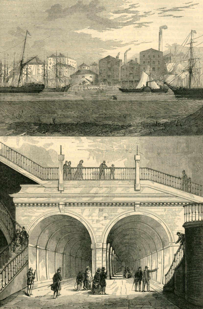 Thames Tunnel, som den så ud, da den oprindeligt blev åbnet for trafik, c1872. af Unbekannt