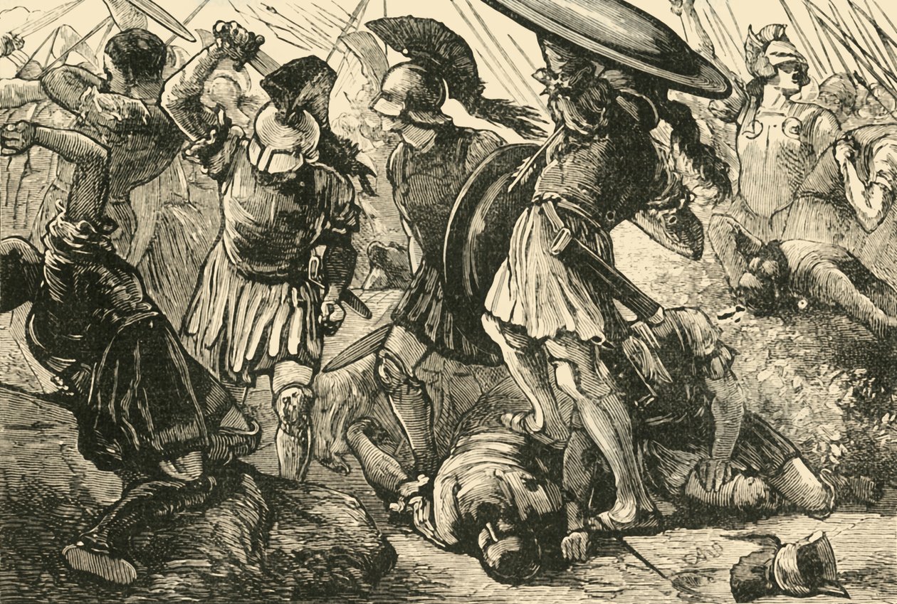 Thebanerne og makedonerne i Chaeronea, 1890. af Unbekannt