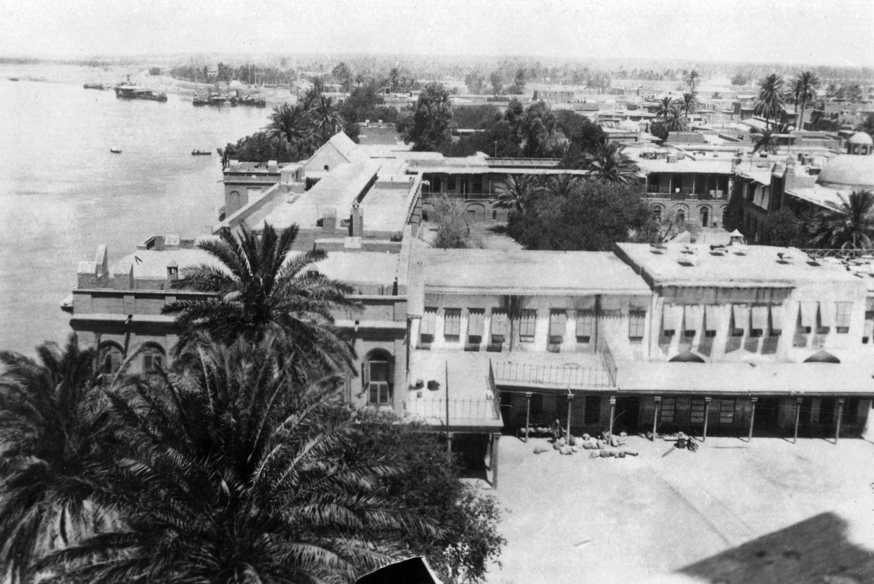 Tigris-floden, fra det 31. britiske generelle hospital, Bagdad, Mesopotamien, WWI, 1918 af Unbekannt