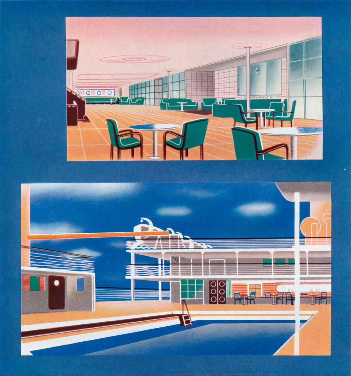 Turistloungen og svømmebadet i RMS Orion, 1935 af Unbekannt