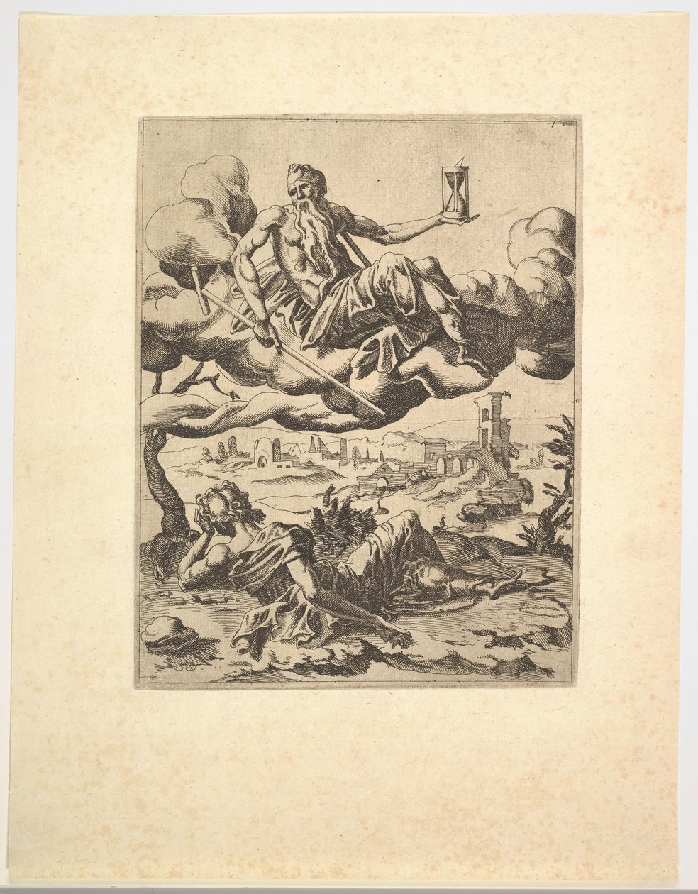 Tidens triumf fra Petrarkas triumfer, ca. 1548-49. af Unbekannt