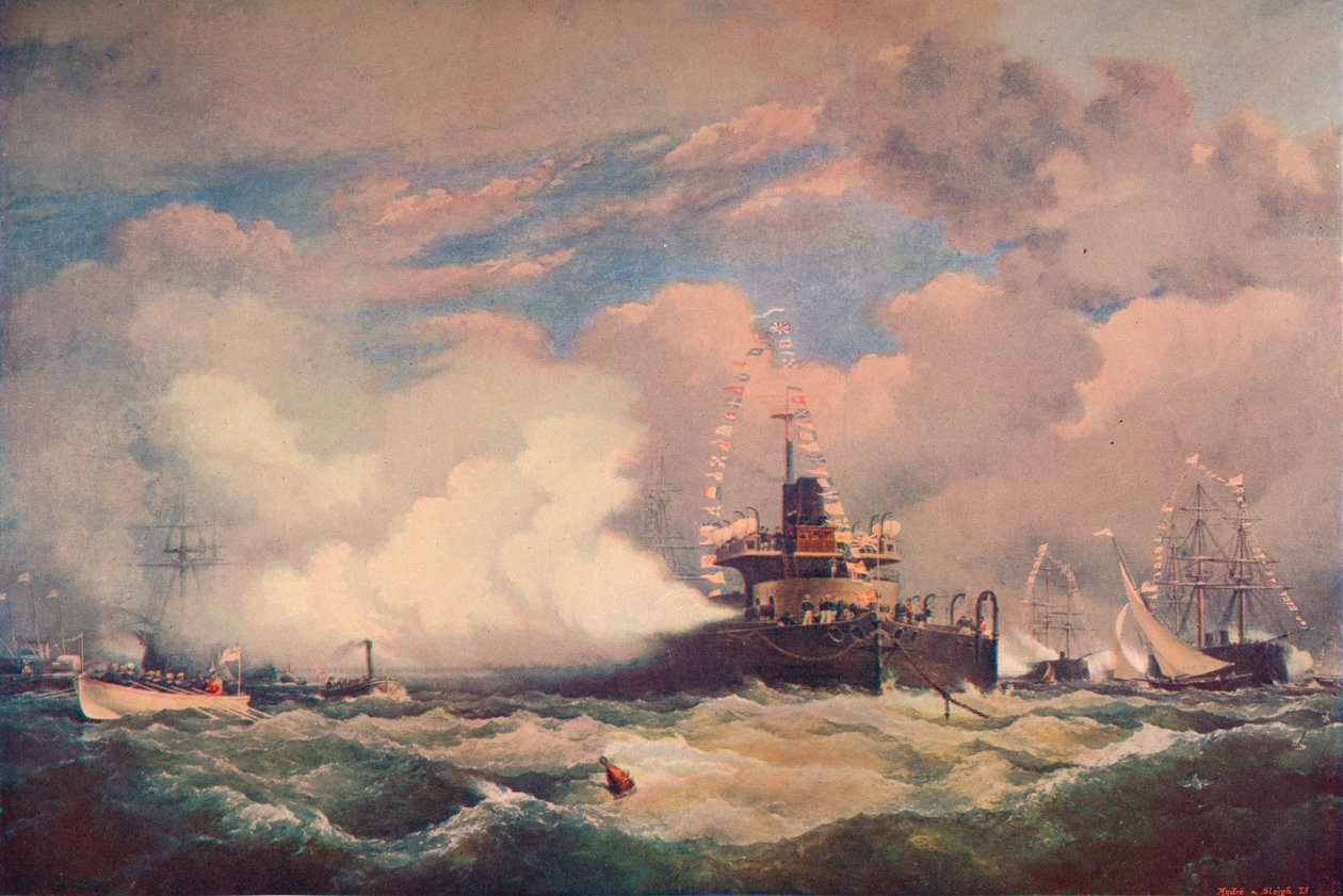 The Turret Armour-Clad Ship Devastation ved Spithead, 1873 1906 af Unbekannt