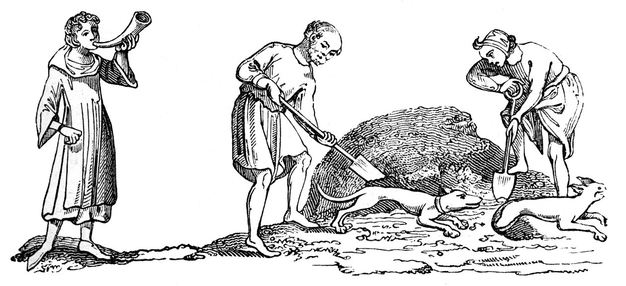 The Unearthing of a Fox, 1300-tallet, 1833 af Unbekannt