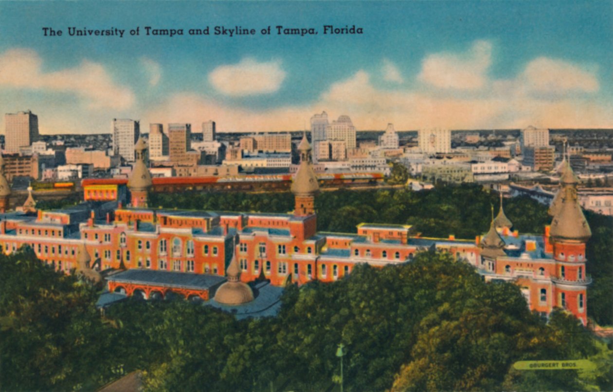 University of Tampa og Skyline of Tampa, Florida, c1940