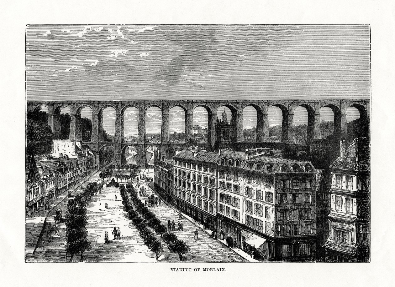 Viadukten i Morlaix, Frankrig, 1879 af Unbekannt