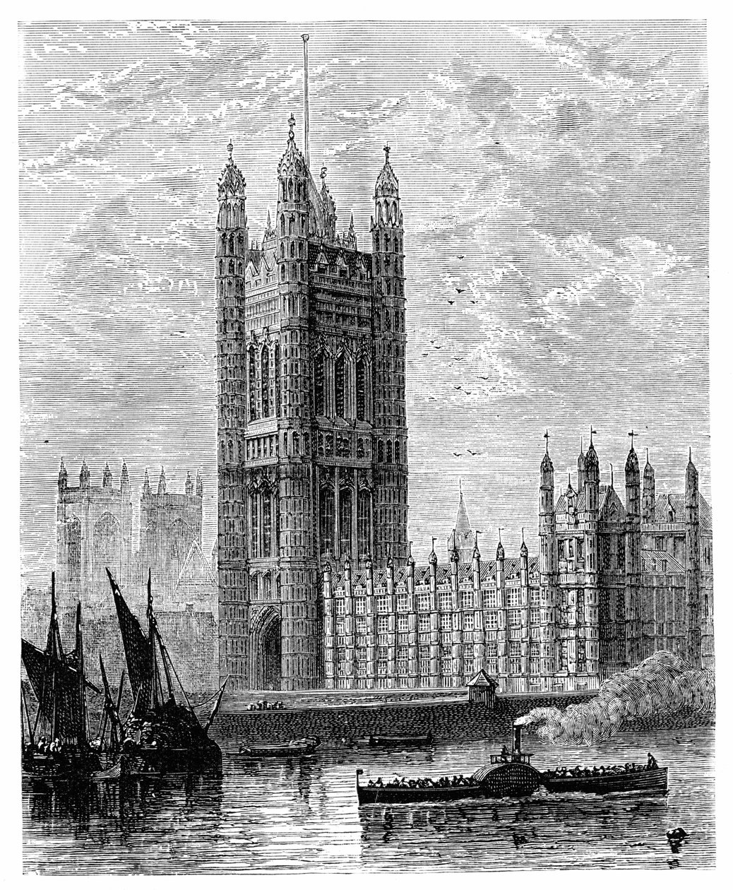 Victoria Tower og Houses of Parliament, London, 1900 af Unbekannt