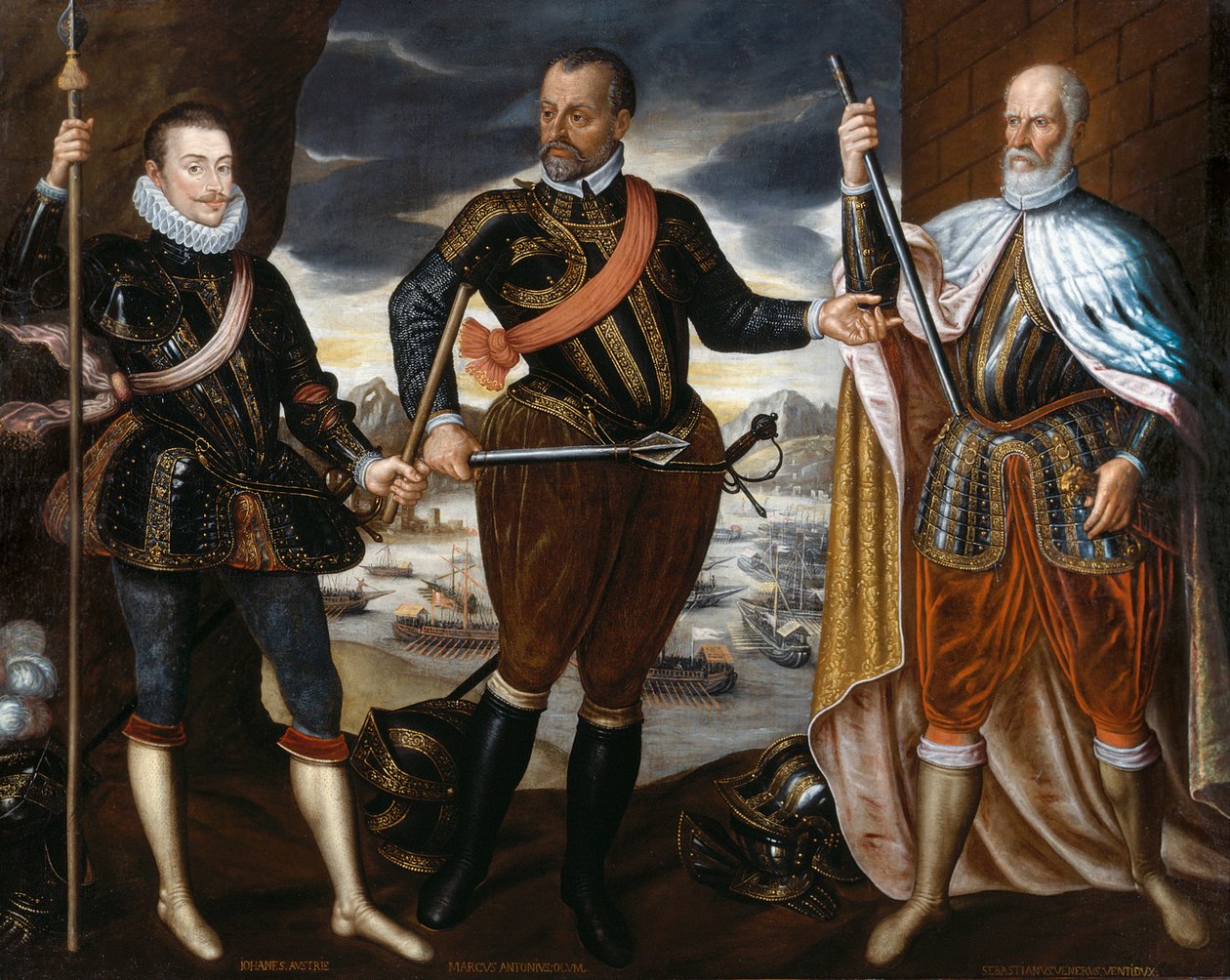 The Victors of Lepanto: John of Austria, Marcantonio Colonna, Sebastiano Venier, ca. 1575. af Unbekannt