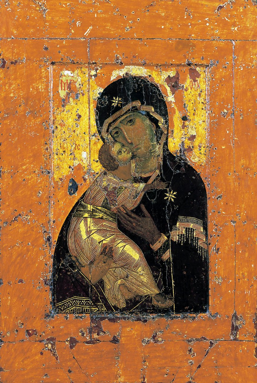 Jomfruen af Vladimir, byzantinsk ikon, begyndelsen af det 12. århundrede af Unbekannt