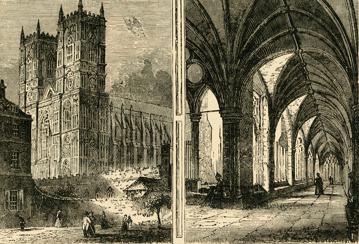 The Western Towers and Cloisters of Westminster Abbey, 1881. af Unbekannt