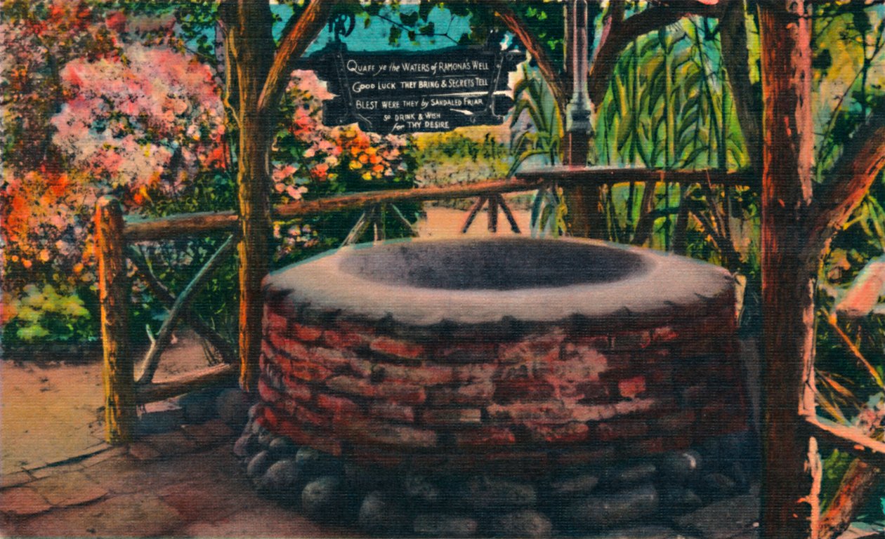 Ønskebrønden på Ramonas Marriage Place, Old Town. San Diego, Californien, c1941 af Unbekannt