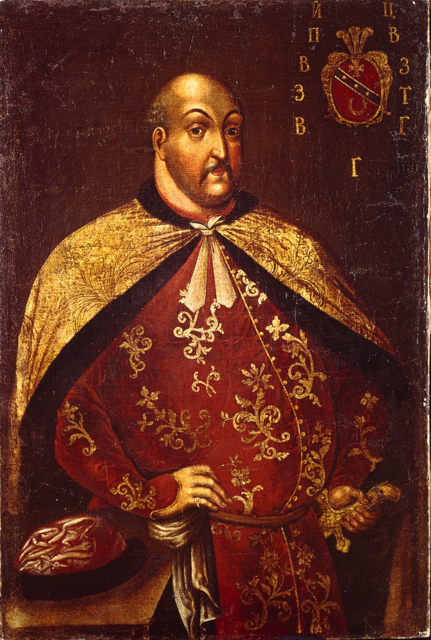 De Zaporozhianske kosakker Ataman Vasily Grigoryevich Gamaleya, ca 1760 af Unbekannt