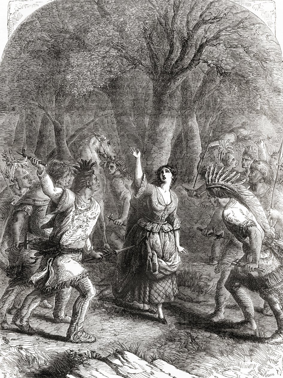 Bortførelsen og senere mord på Jennie aka Jane McCrea af indianere i 1777 under den amerikanske revolutionskrig. af Unbekannt