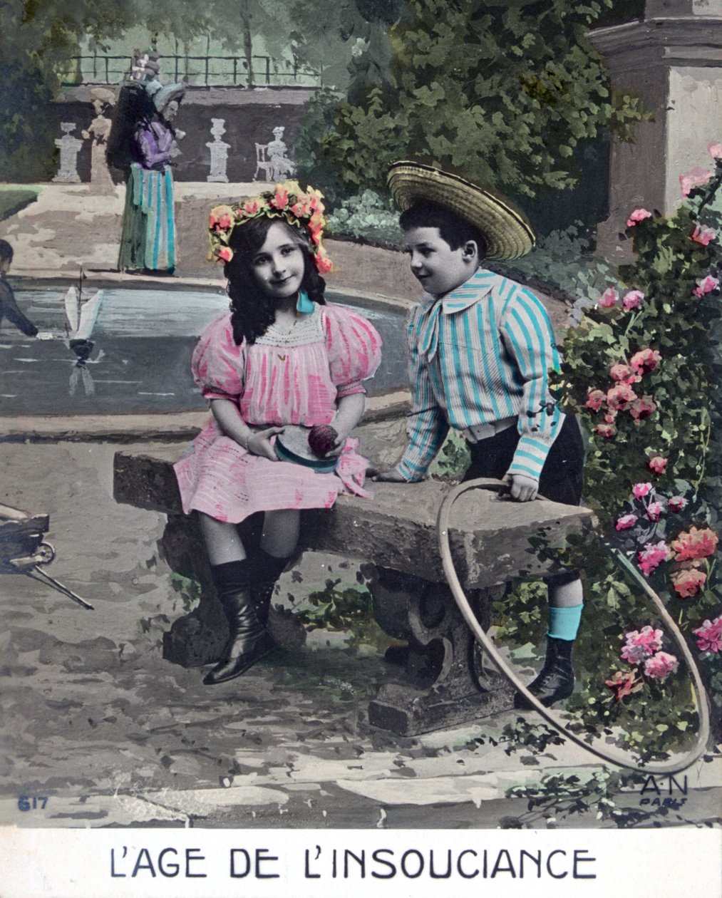 Uskyldens tidsalder, fransk postkort, c1900 af Unbekannt