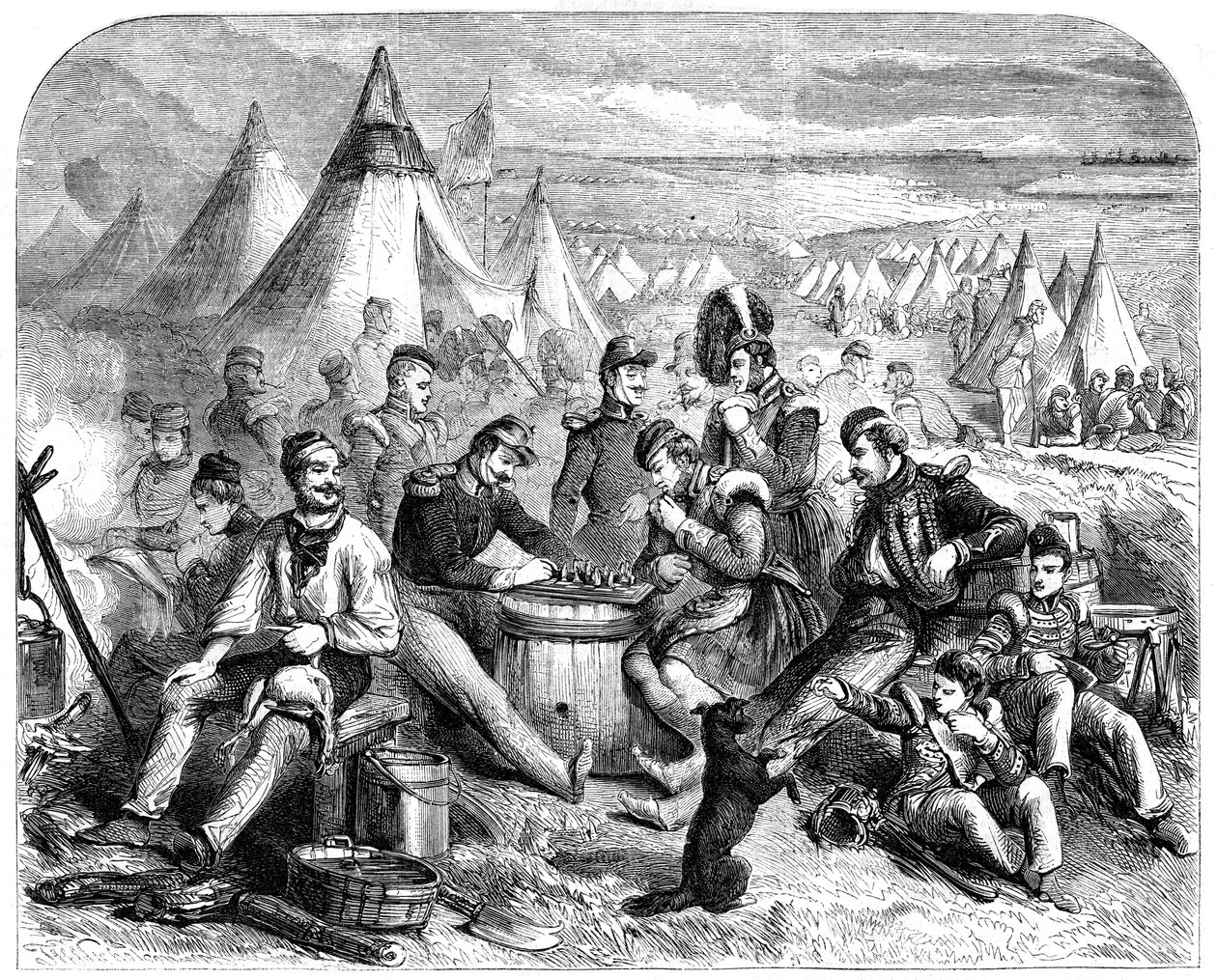 Soldaternes morskab før Sevastopol, 1855 af Unbekannt