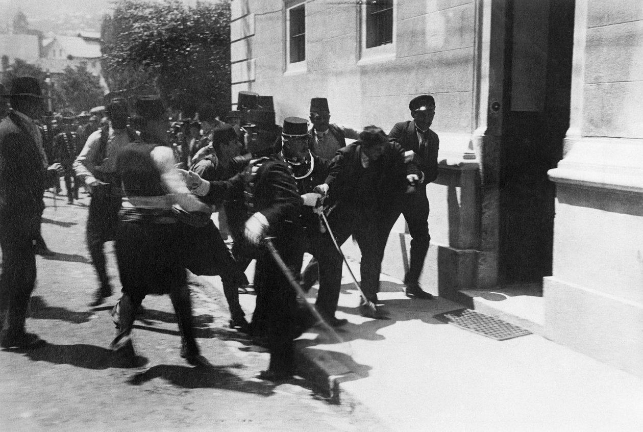 Anholdelsen af lejemorderen Gavrilo Princip den 28. juni 1914, 1914. af Unbekannt