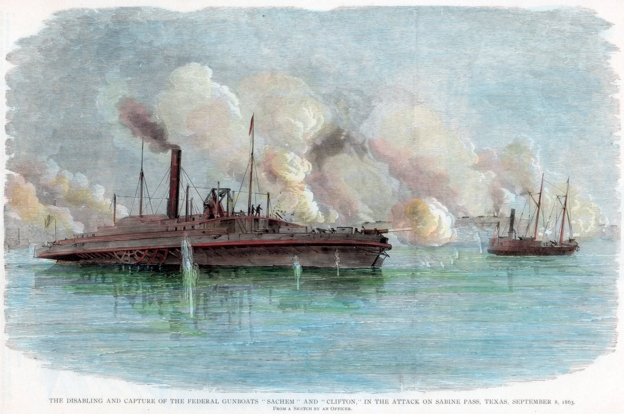 Angrebet på Sabine Pass, Texas, amerikansk borgerkrig, 8. september 1863 af Unbekannt