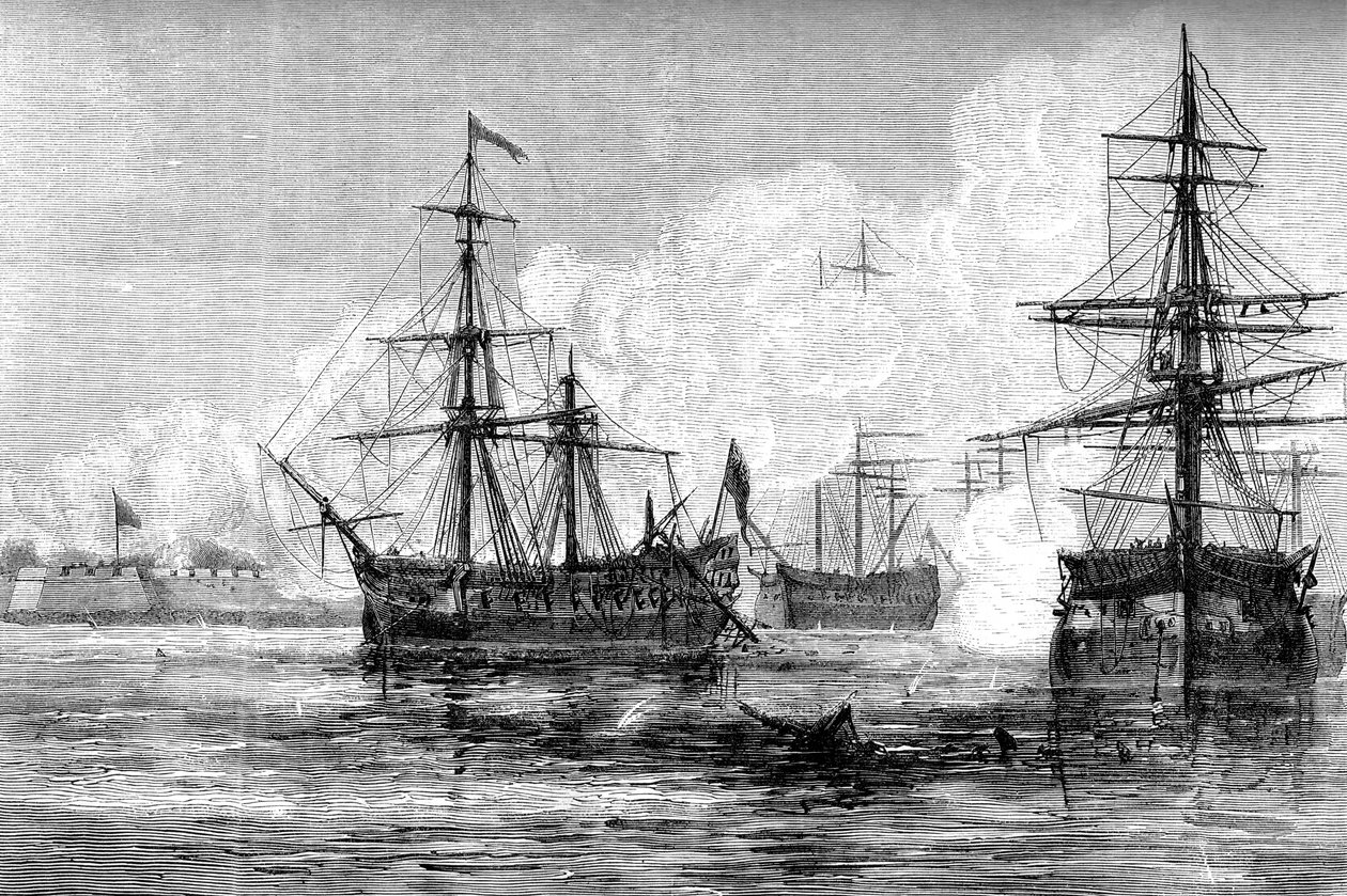 Angrebet på Sullivans Island, South Carolina, 1776 c1880 af Unbekannt