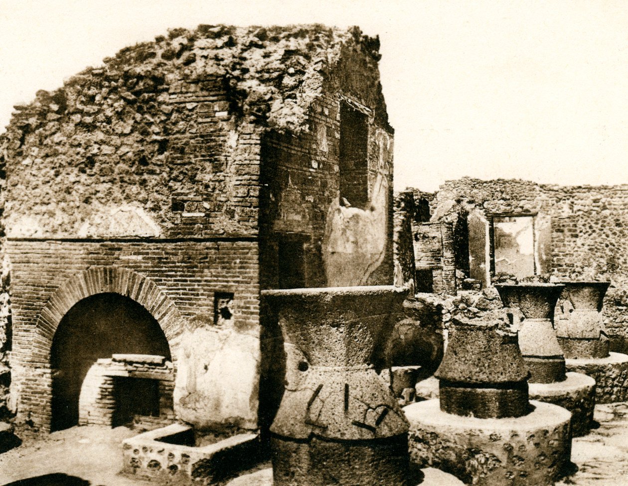 Bageriet og møllen, Pompeji, Italien, omkring 1900-tallet af Unbekannt