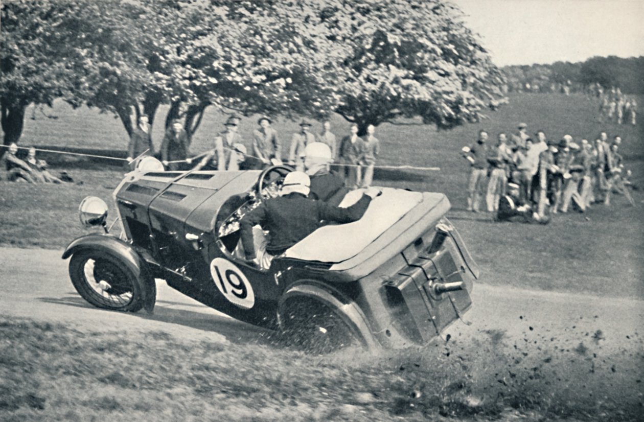 Begyndelsen på et udslip ved Donington Park, 1937 af Unbekannt