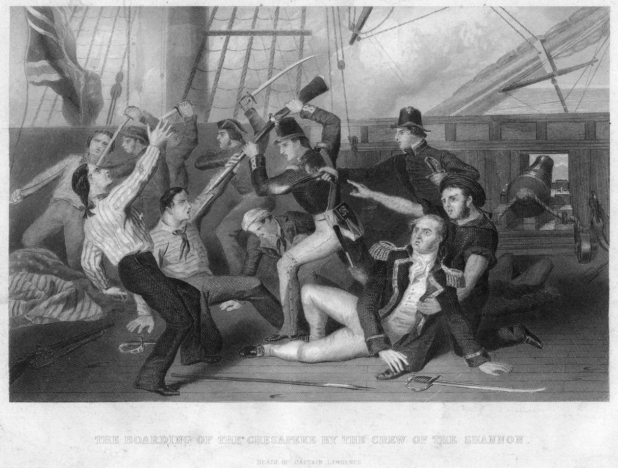 Boarding af HMS Chesapeke af besætningen på HMS Shannon, 1813 af Unbekannt