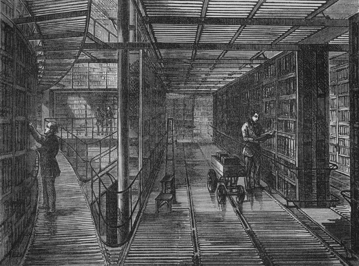 Bogkasserne på British Museum, Bloomsbury, London, c1875 1878 af Unbekannt