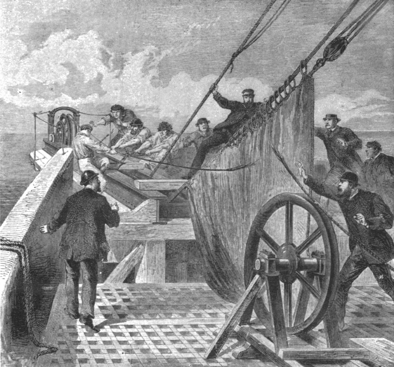 Brydningen af Atlanterhavskablet om bord på Great Eastern, 2. august 1865, 1901. af Unbekannt