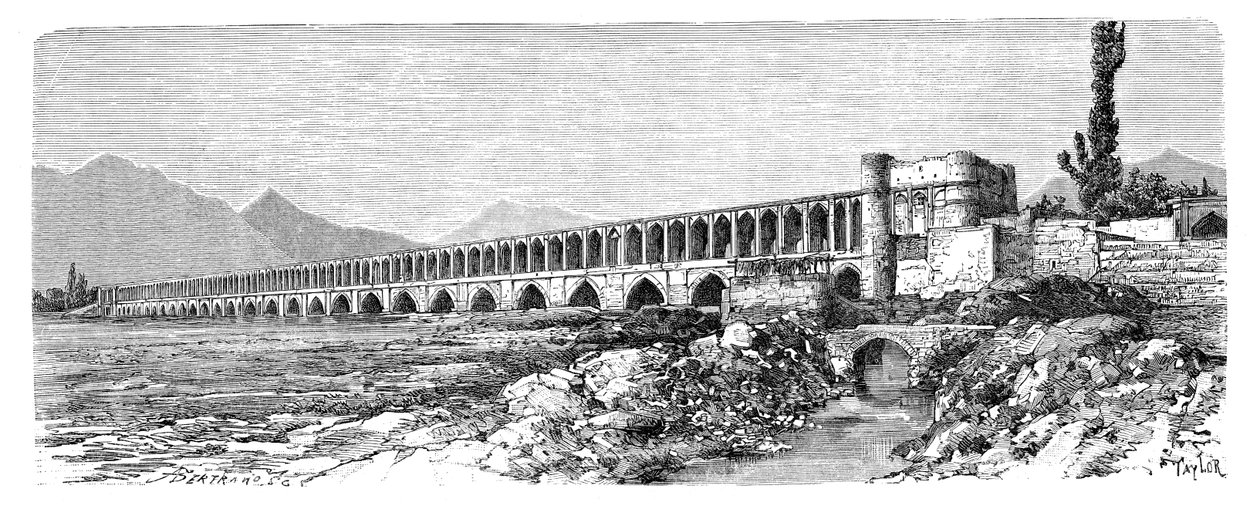Broen over Zendeh-Rud, Isfahan, Iran, 1895 af Unbekannt