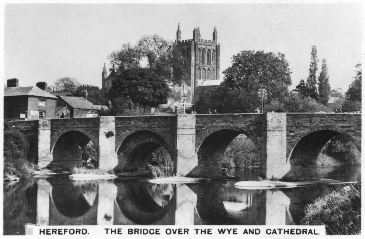 Broen over Wye og katedralen, Hereford, 1936 af Unbekannt
