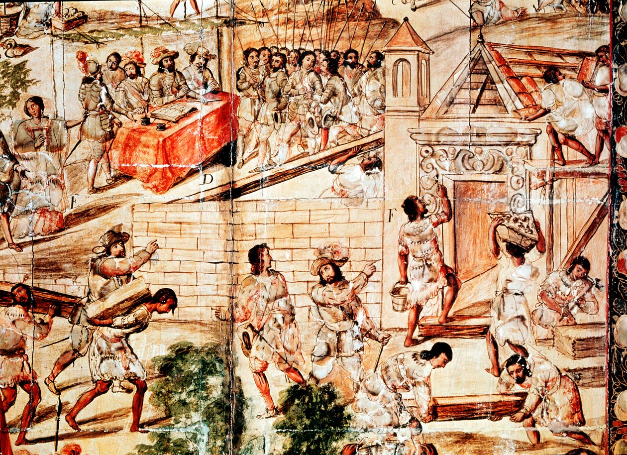 Bygningen af Mexico City, 1500-tallet af Unbekannt