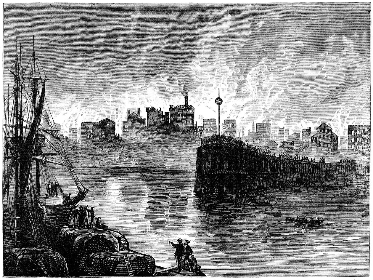 Afbrændingen af Chicago, Illinois, USA, 1871 c1880 af Unbekannt