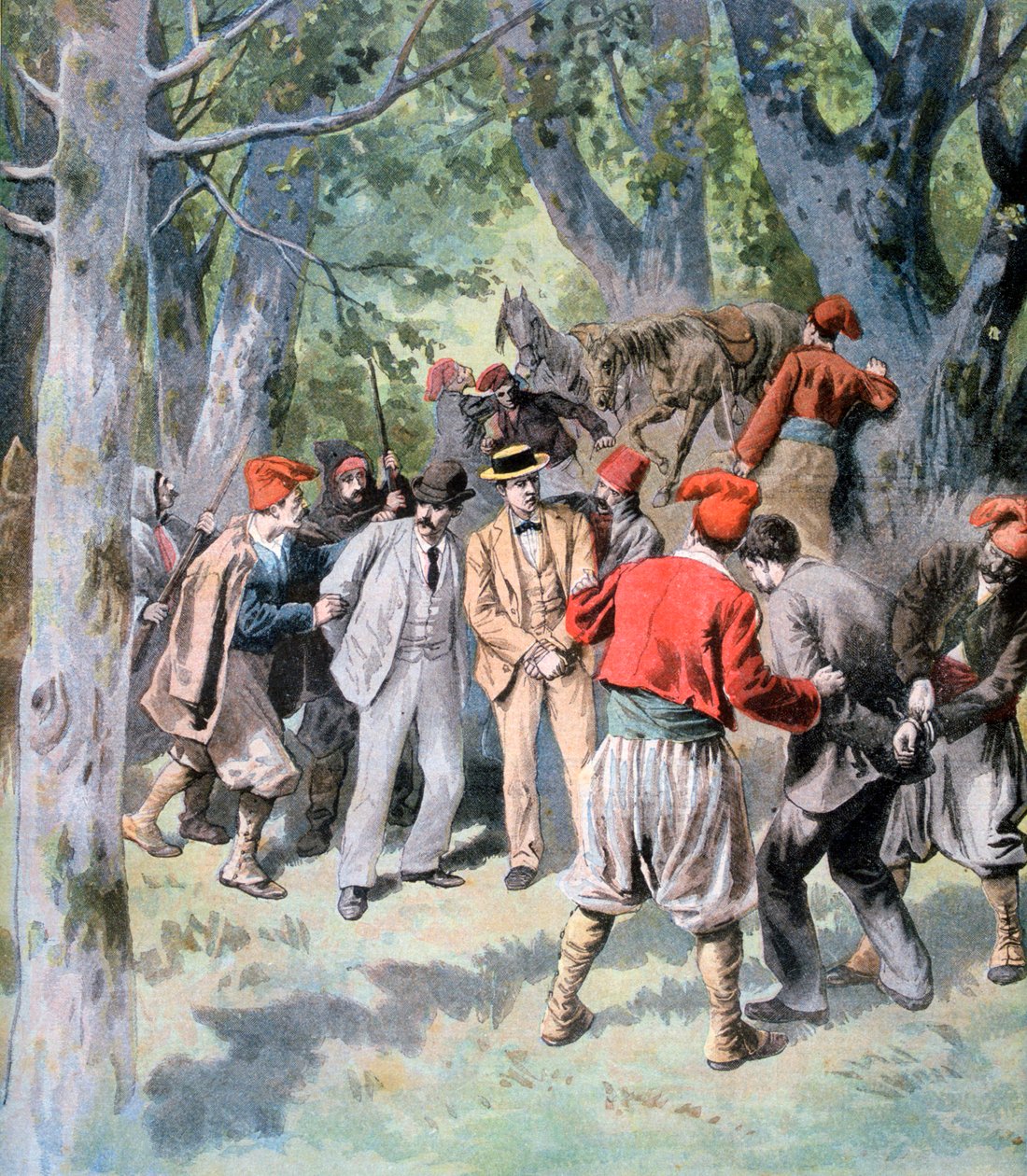 Tilfangetagelsen af to franske rejsende af brigander på Sardinien, 1894 af Unbekannt