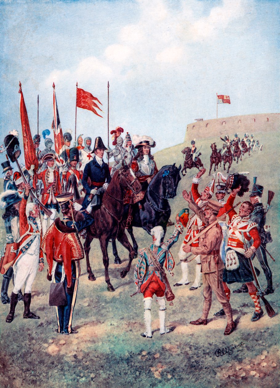 Kavaleriet møder infanteriet på slagmarken, 1910 af Unbekannt