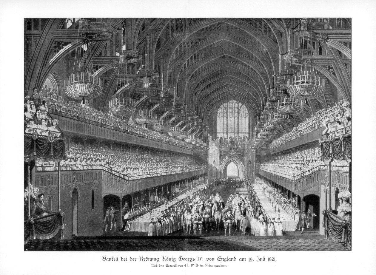 Kroningsbanket af George IV i Westminster Hall, London, 19. juli 1821 1900 af Unbekannt
