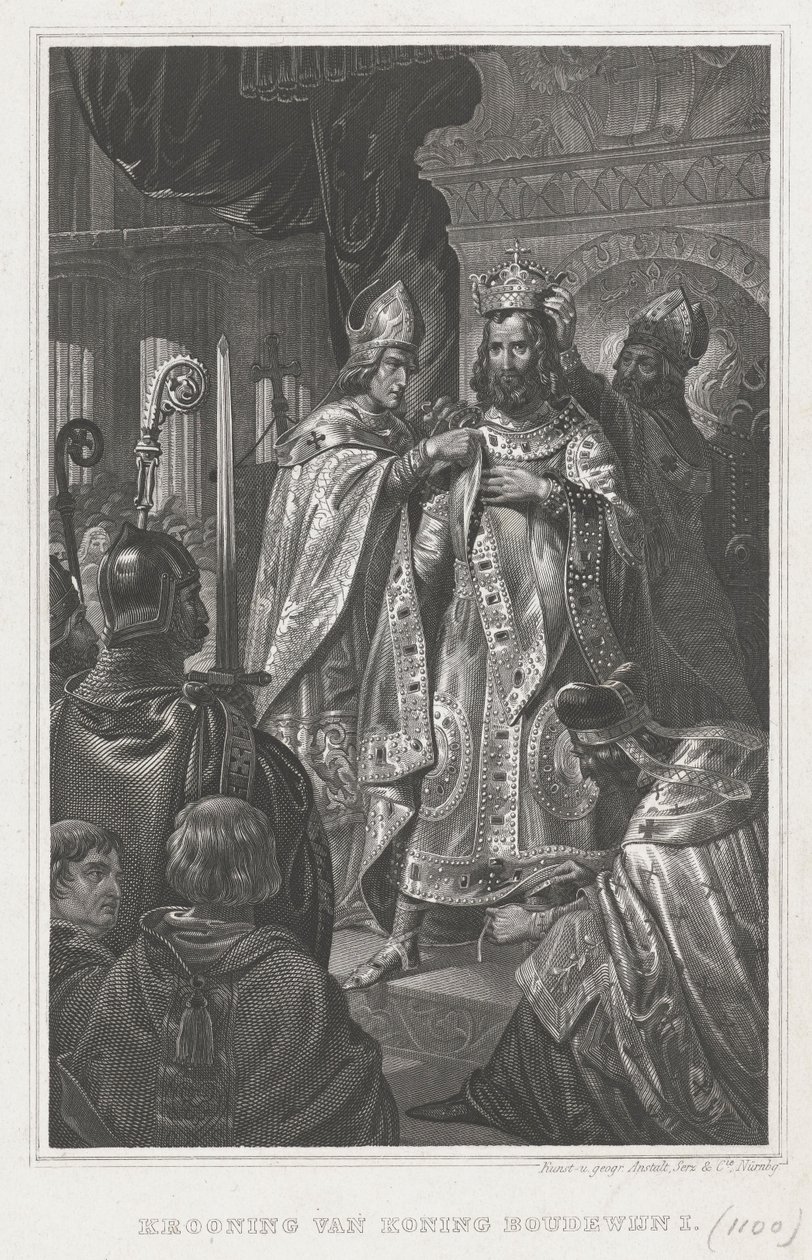 Kroningen af Baldwin I juledag 1100, 1800-tallet af Unbekannt