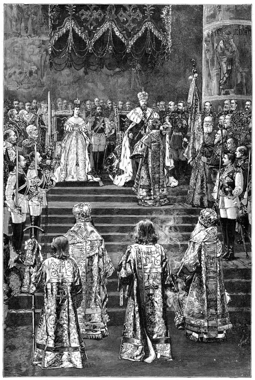Kroningen af kejser Alexander III og kejserinde Maria Fyodorovna, 1883 slutningen af det 19. århundrede af Unbekannt