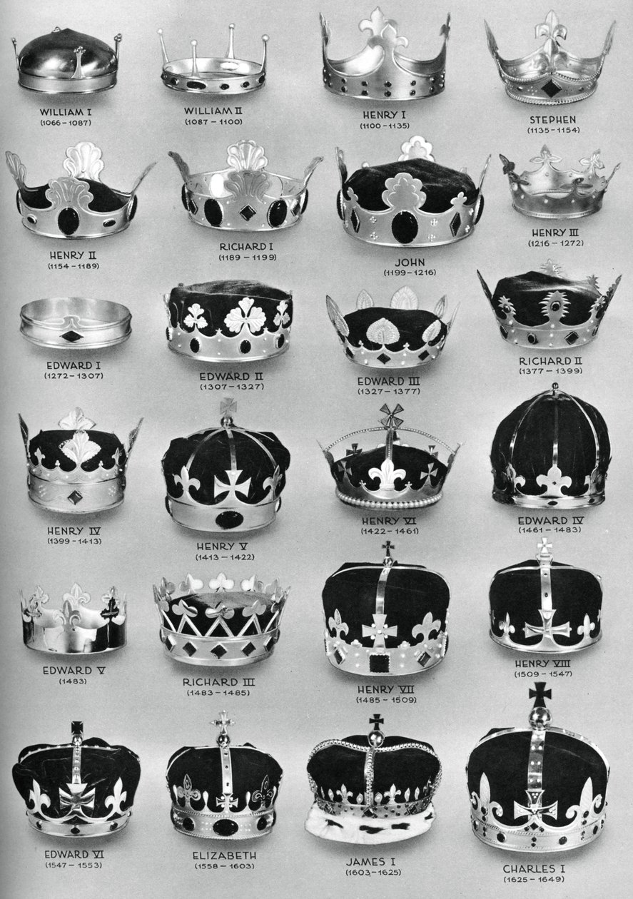 Kronerne af engelske suveræner fra Vilhelm Erobreren til Charles I, 1937 af Unbekannt