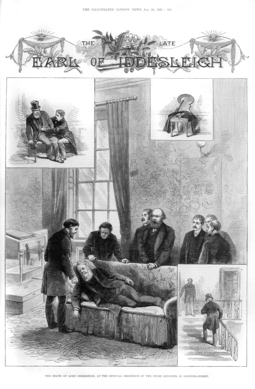 Lord Iddesleighs død i Downing Street, London, 1887 af Unbekannt