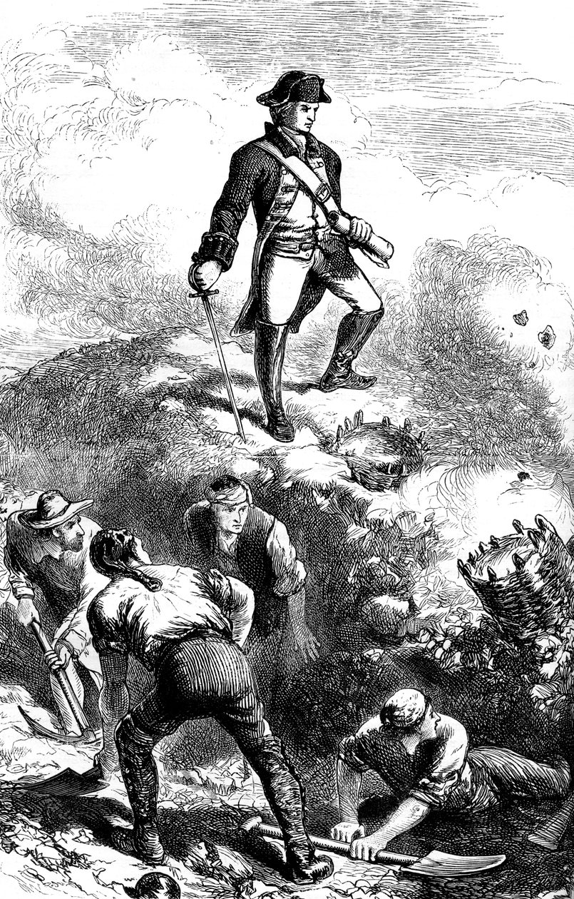 Forsvaret af Breeds Hill, Prescott i skansen, 1775 c1880 af Unbekannt