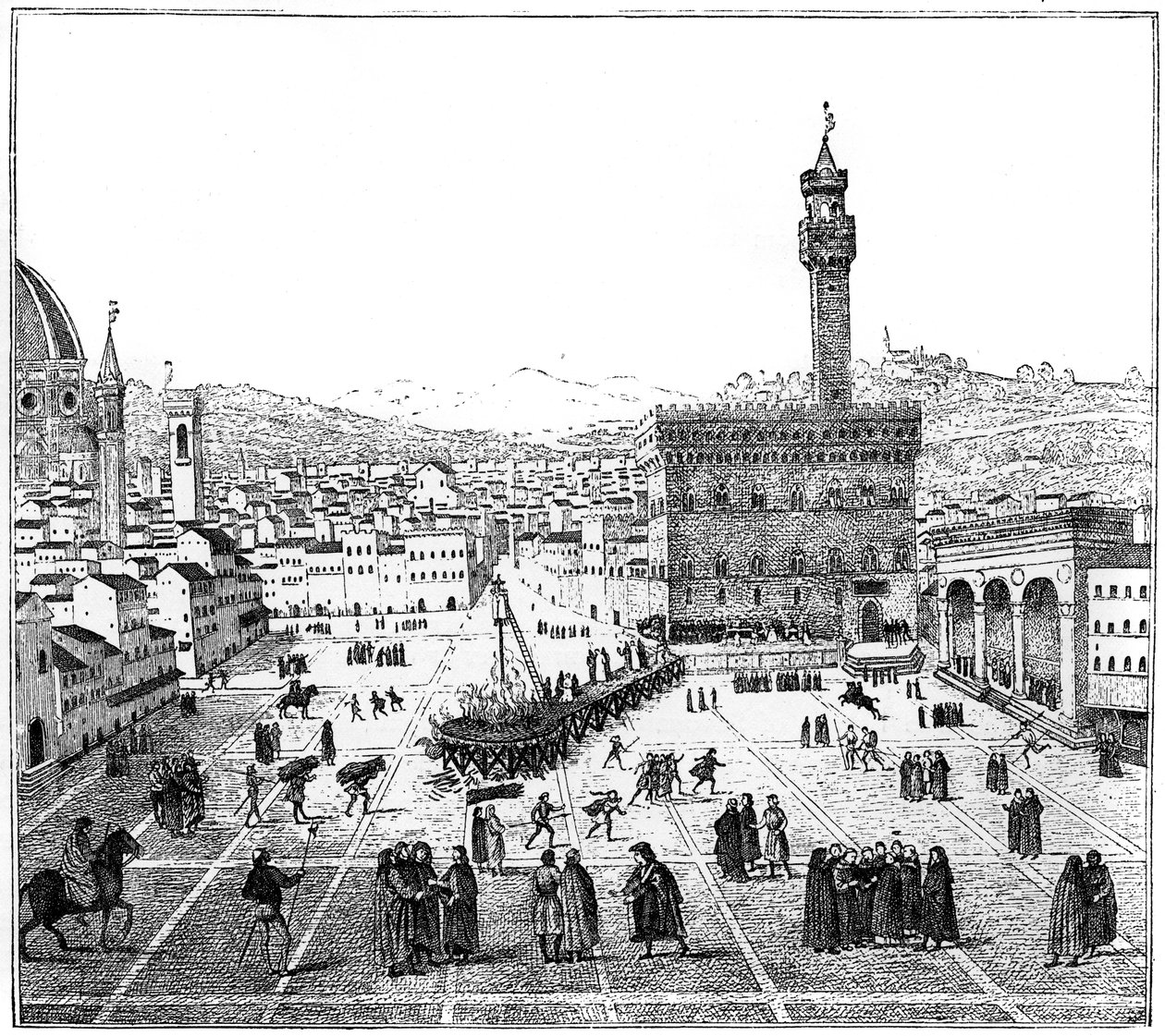 Henrettelsen af ​​Girolamo Savonarola på Piazza Della Signoria, Firenze, 1882 af Unbekannt