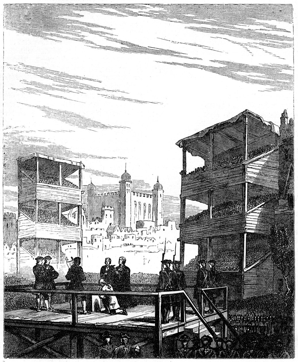 Henrettelsen af Lord Derwentwater 1689-1716 på Tower Hill, London, 1716 1800-tallet af Unbekannt