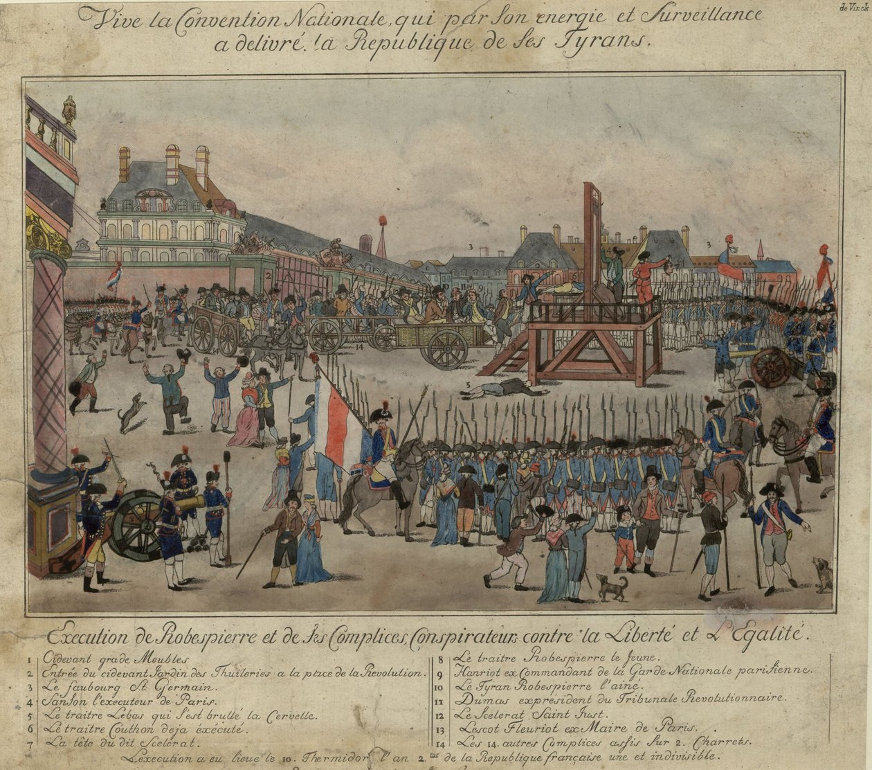 Henrettelsen af Robespierre og hans tilhængere den 28. juli 1794 af Unbekannt