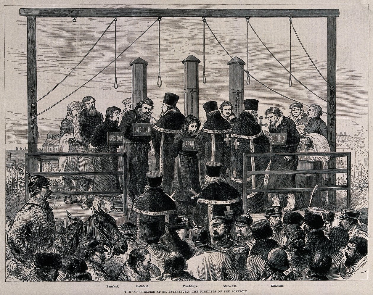 Nihilisternes henrettelse, ca 1881 af Unbekannt