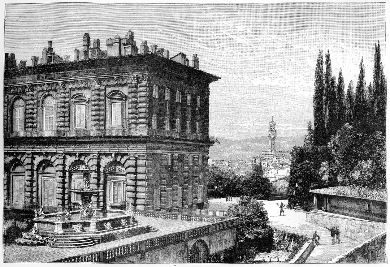 Facaden af Ammanati, Pitti Palace, Firenze, Italien, 1882 af Unbekannt