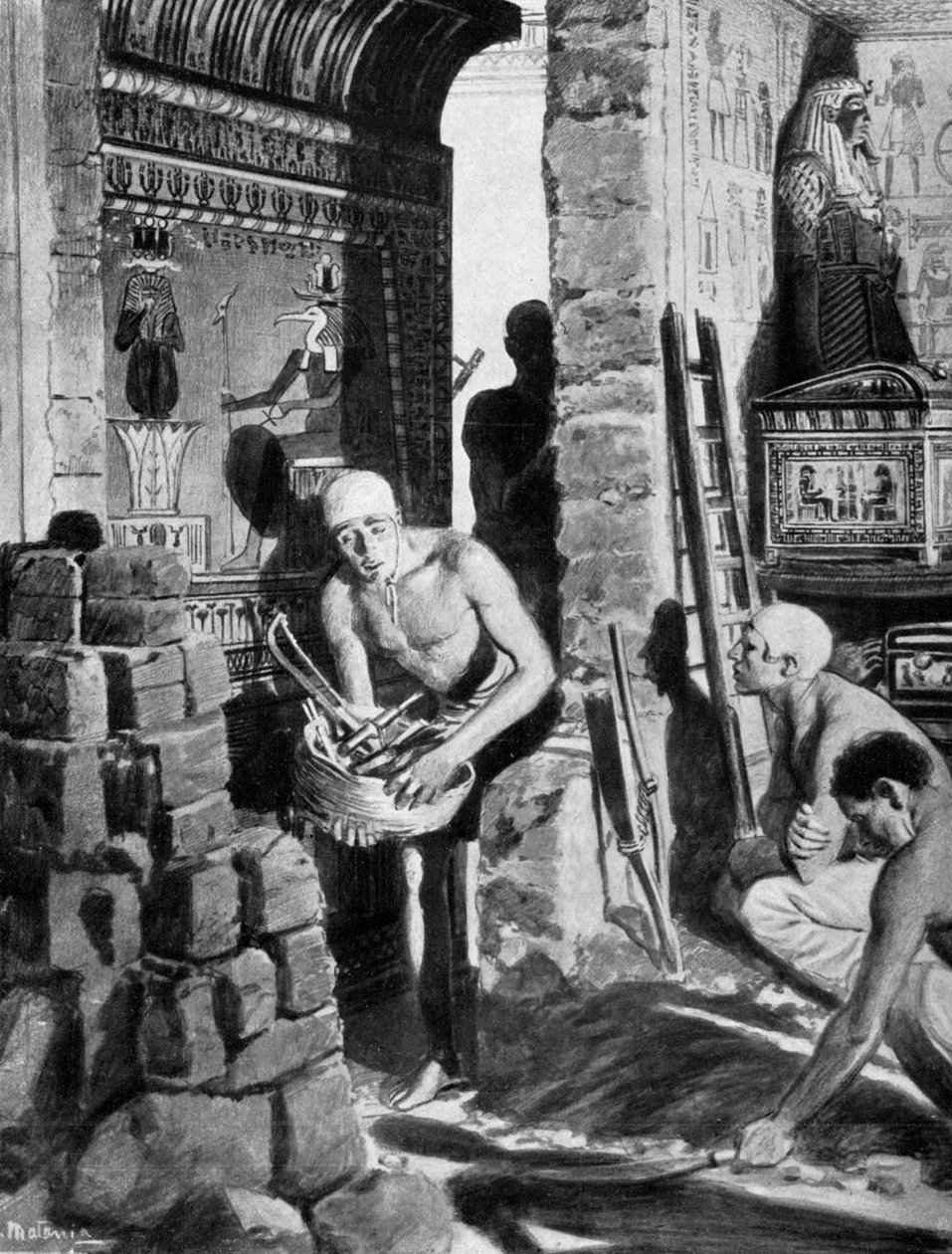 Den endelige indretning og forsegling af Tutankhamons grav, Egypten, 1325 f.Kr. 1933-1934 af Unbekannt