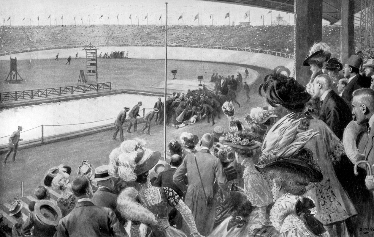 Marathonets afslutning, Olympiske Lege, London, 1908, c1920 af Unbekannt