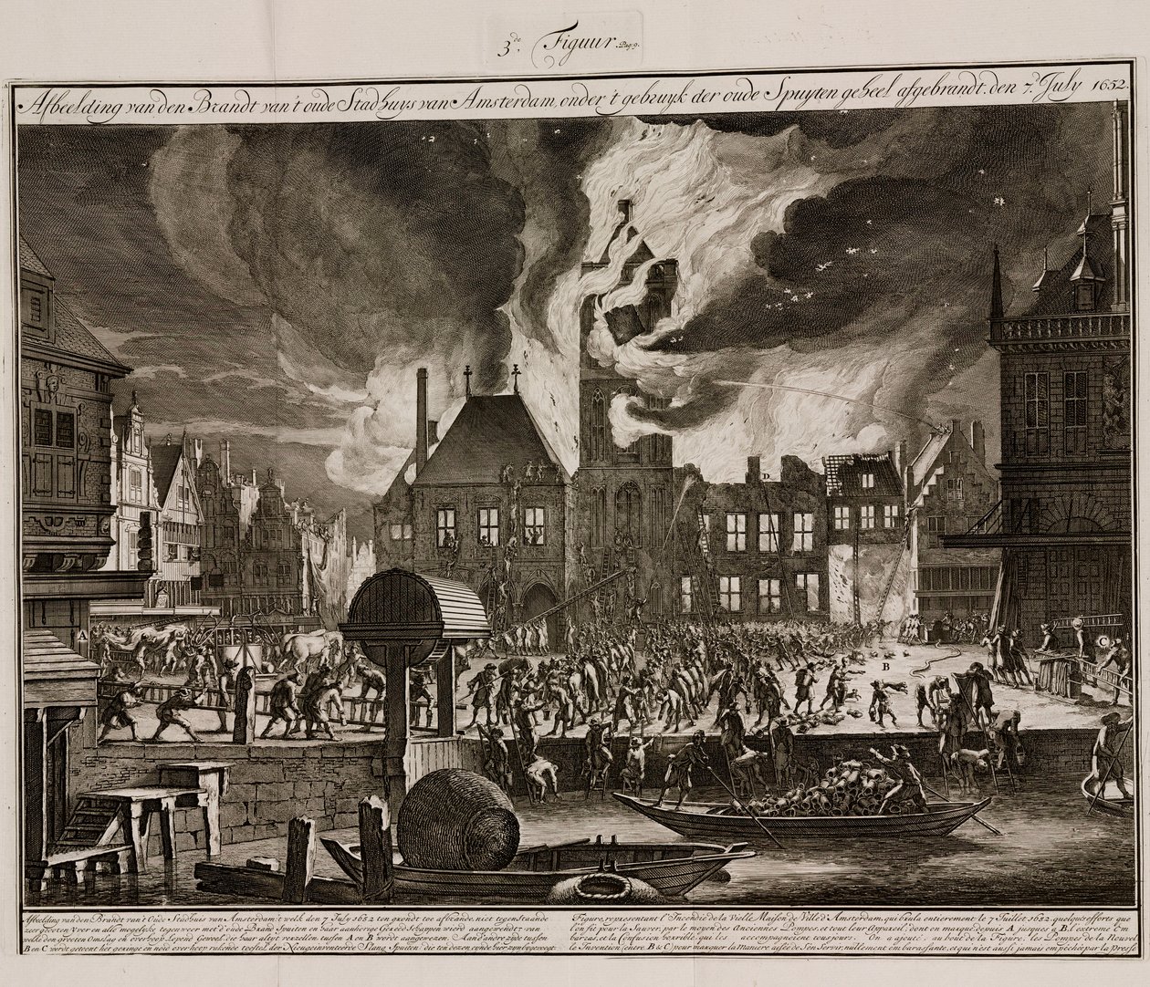 Branden ved Amsterdams gamle rådhus, Holland, 7. juli 1652 af Unbekannt