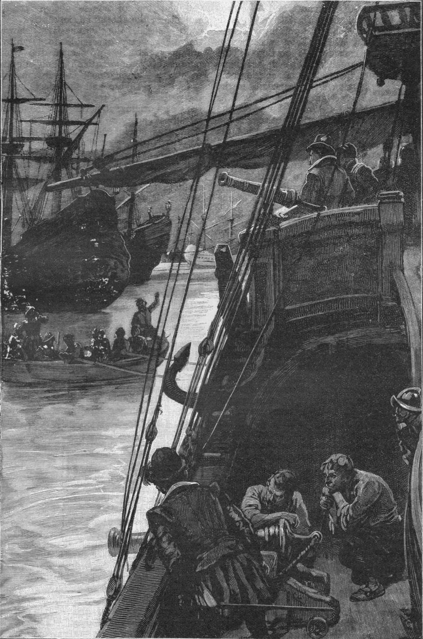 Det første engelske skib i Stillehavet: Sir Francis Drakes Golden Hind ved Lima, 1579 1908. af Unbekannt